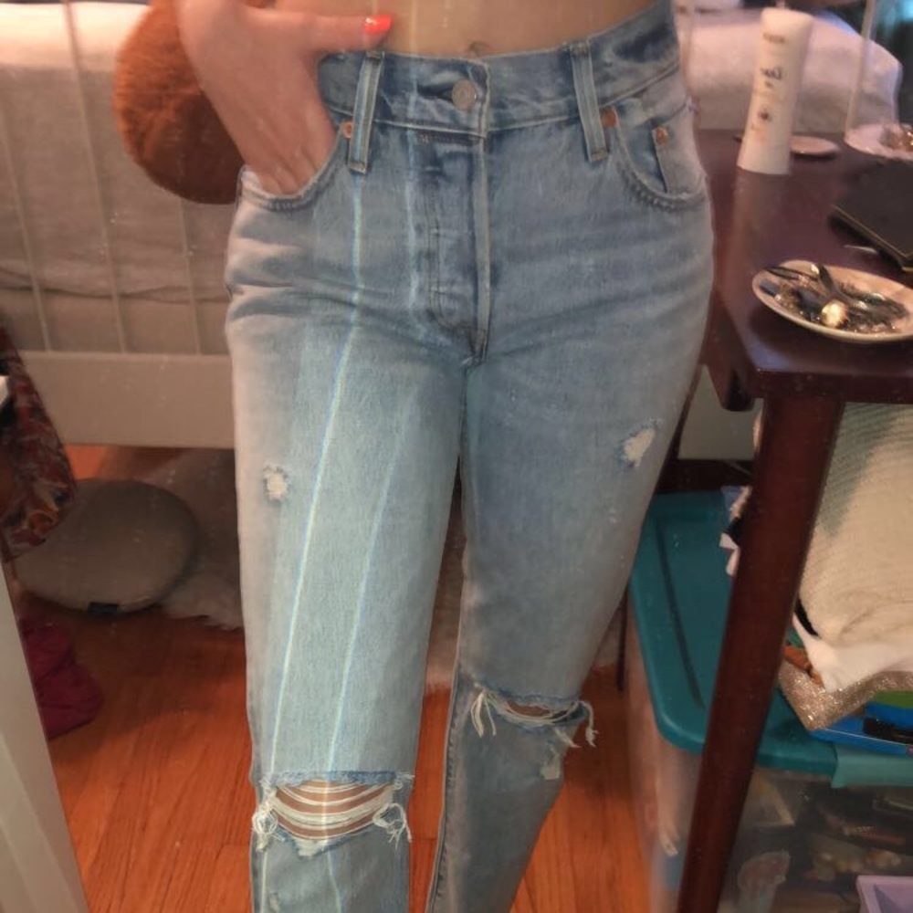 Levi’s 501 selvedge straight jeans w raw hem 25x28